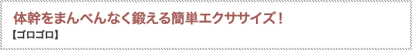 体幹をまんべんなく鍛える簡単エクササイズ！「ゴロゴロ」