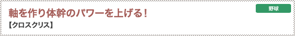 軸を作り体幹のパワーを上げる！【クロスクリス】